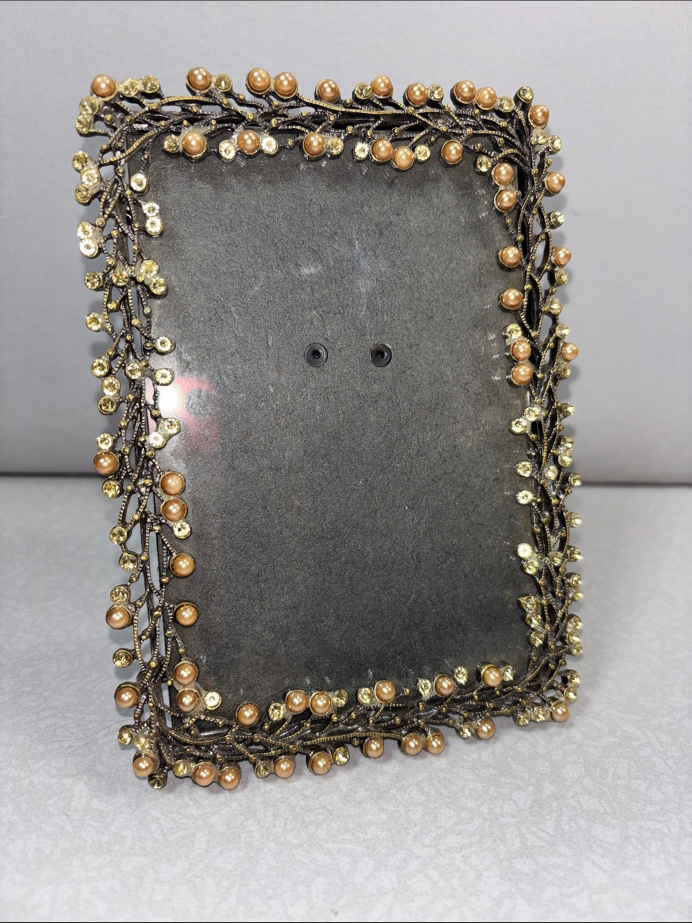 Ornate 5x7 Beaded Picture Frame in Warm Green and Brown Tones